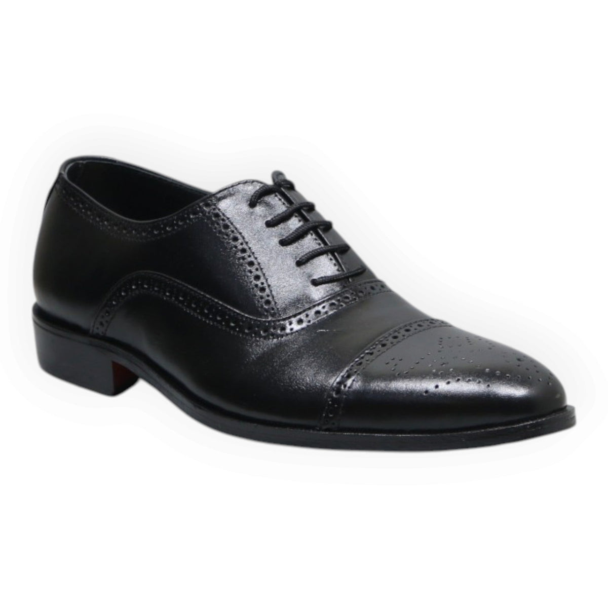 ARQS.PK 873N black leather oxford shoes with classic brogue detailing and lace-up closure