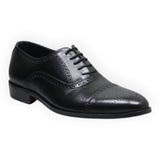 ARQS.PK 873N black leather oxford shoes with classic brogue detailing and lace-up closure