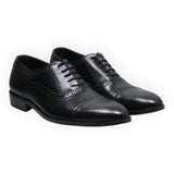 ARQS.PK 873N black leather oxford shoes featuring classic brogue detailing and a polished finish.