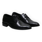 ARQS.PK black leather lace-up derby shoes with a polished finish and classic formal silhouette.