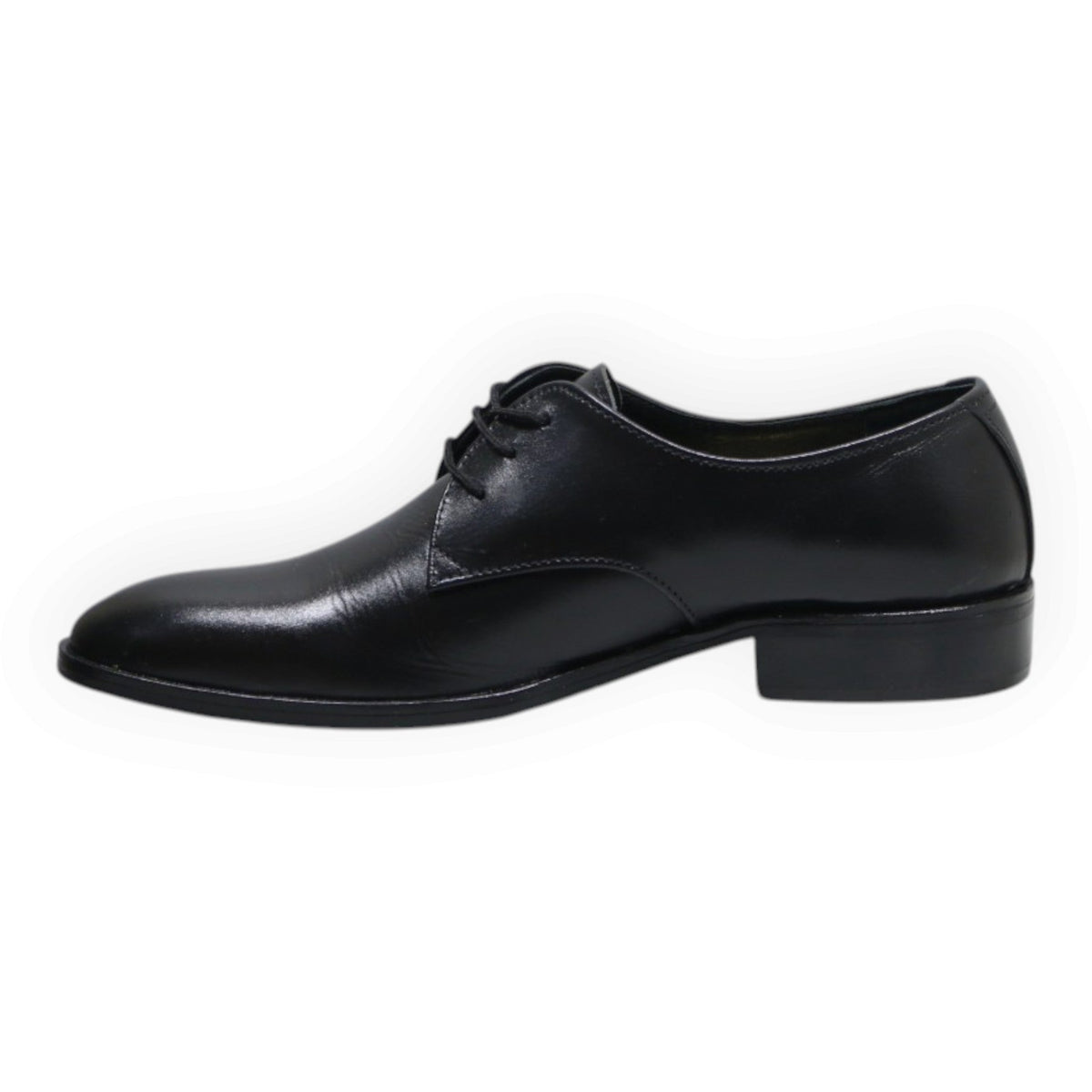 ARQS.PK black leather lace-up derby dress shoes with a sleek formal silhouette and low-profile heel