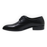 ARQS.PK black leather lace-up derby dress shoes with a sleek formal silhouette and low-profile heel