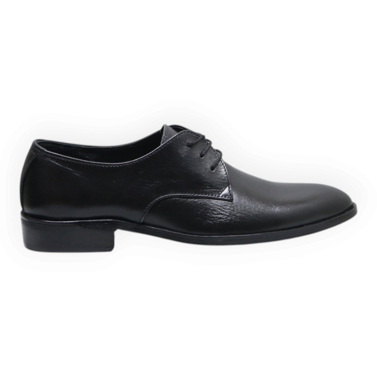ARQS.PK black leather derby dress shoes with a classic lace-up design and a sleek, professional silhouette.