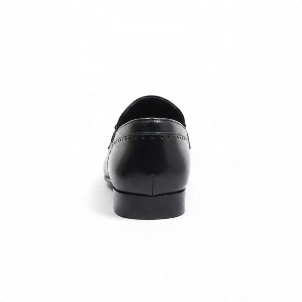 ARQS.PK black leather formal loafer dress shoe, back view showing polished finish and heel detail.