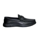 ARQS.PK 1710 black leather loafer with a textured finish and a sleek rubber sole for a modern casual look
