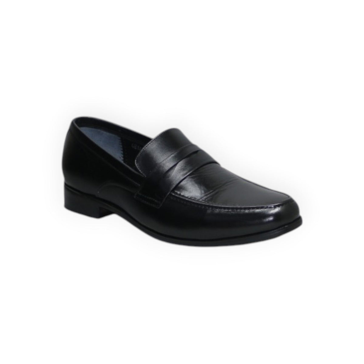 ARQS.PK classic black leather penny loafer dress shoe with a polished finish and traditional strap detail