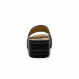 ARQS.PK Dr Mauch reflexology slippers in black with therapeutic acupressure footbed and white contrast stitching