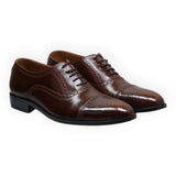 ARQS.PK 873N dark brown leather oxford shoes with classic brogue detailing and lace-up closure