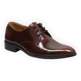 ARQS.PK brown leather lace-up derby dress shoes with a polished finish and low-profile heel for formal wear.