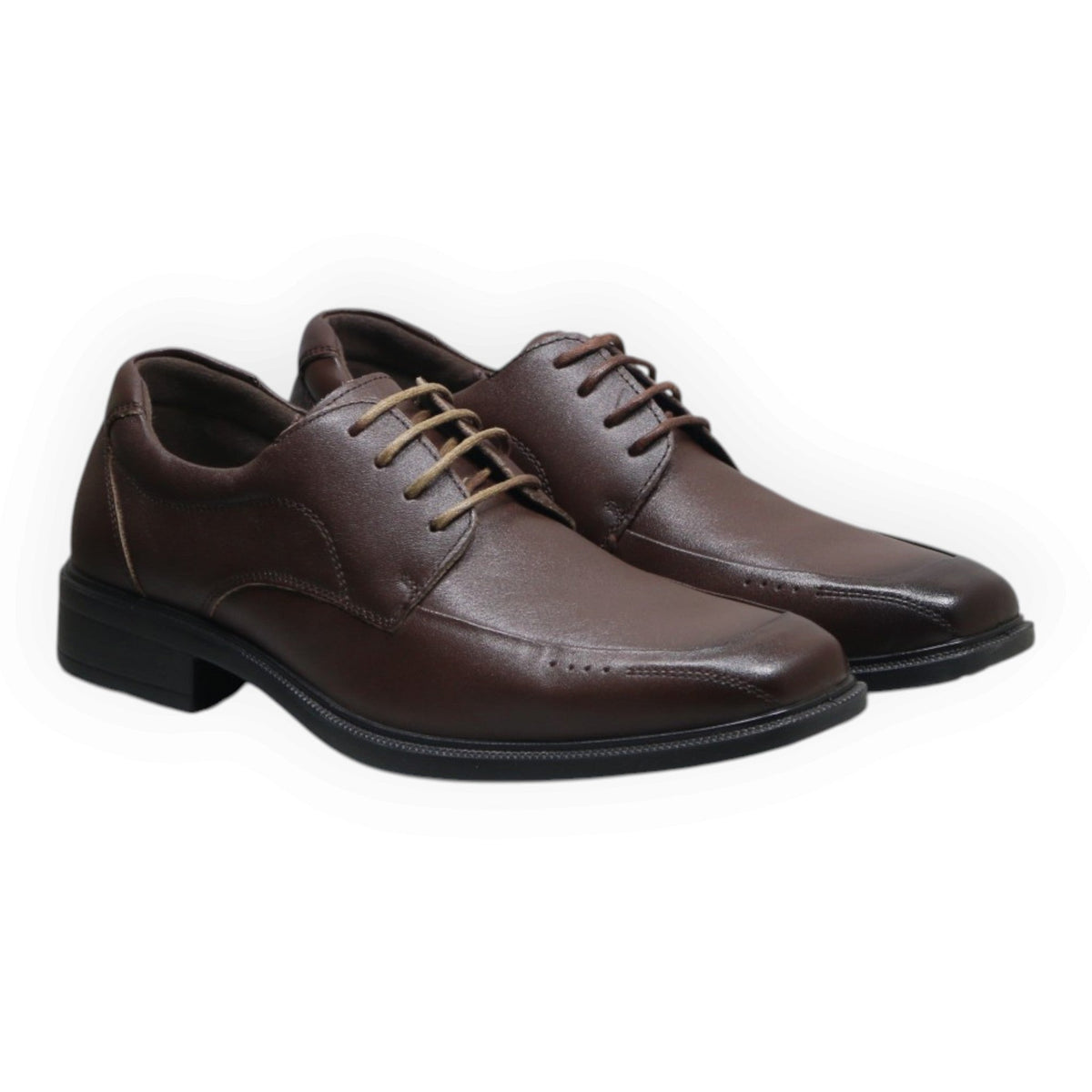 ARQS.PK brown leather derby dress shoes with square toe and lace-up closure for formal professional attire