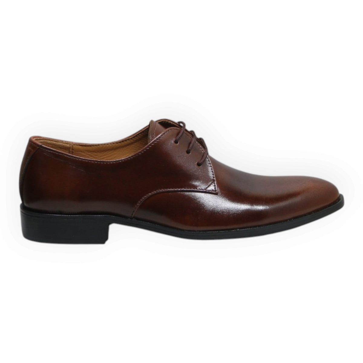ARQS.PK brown leather derby formal dress shoes with a classic lace-up design and a sleek polished finish.