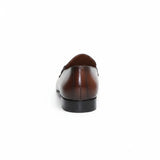 ARQS.PK 1708 brown leather loafer shoe viewed from the back showing the heel and polished finish