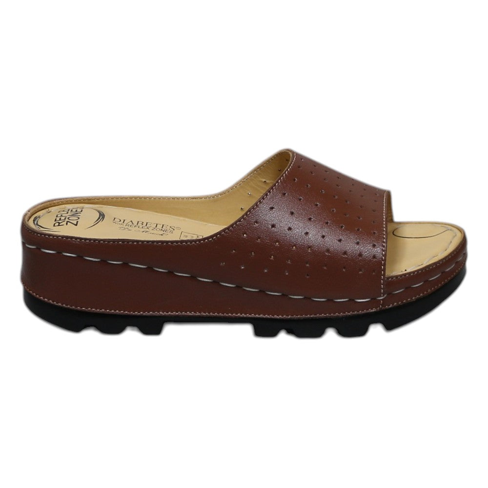 ARQS.PK Dr Mauch brown leather reflexology slippers with acupressure points and a thick black lug sole