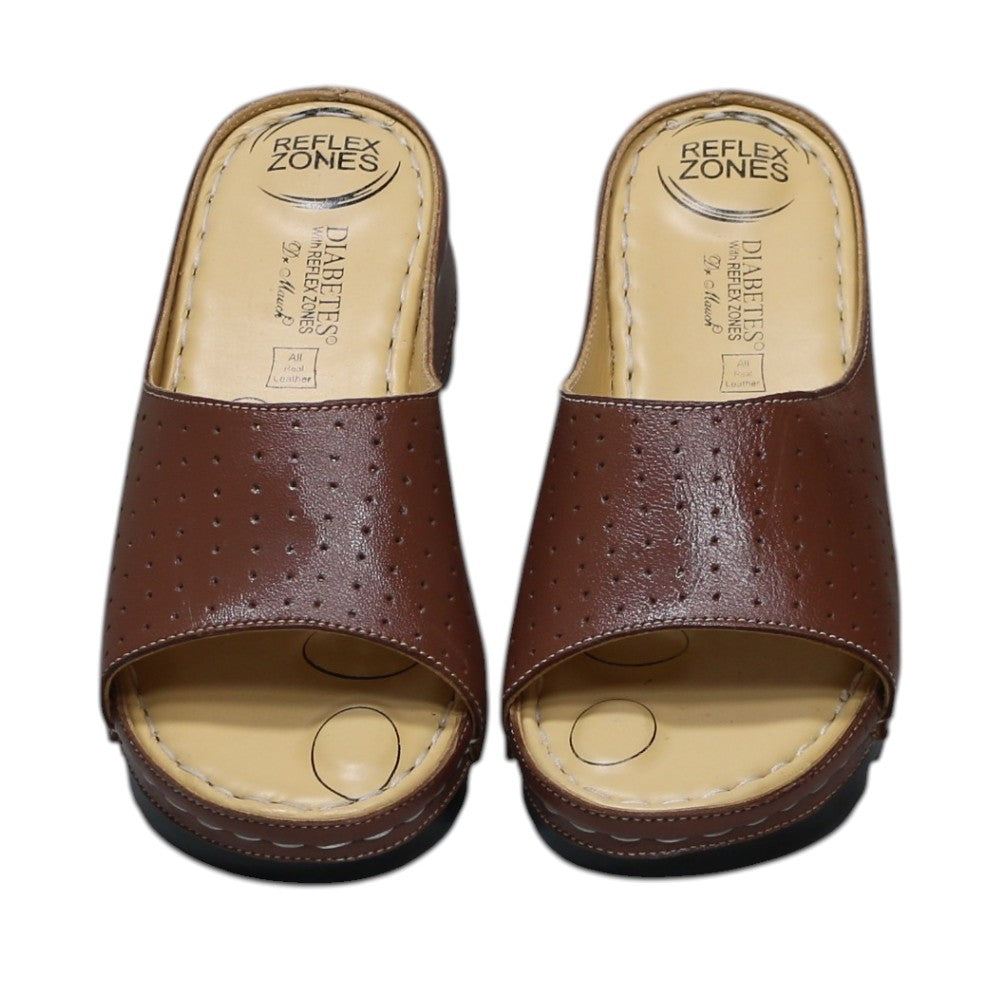 ARQS.PK Dr Mauch brown leather reflexology slippers with acupressure points for therapeutic foot comfort