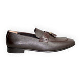 ARQS.PK men's brown leather tassel loafers with a round toe, slip-on design, and durable rubber outsole.