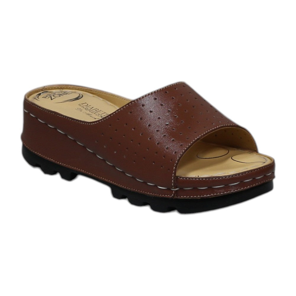 ARQS.PK Dr Mauch brown leather reflexology slippers with acupressure points and a thick black platform sole