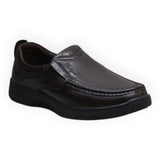 ARQS.PK brown synthetic leather slip-on loafers with moc-toe stitching and cushioned sole for men