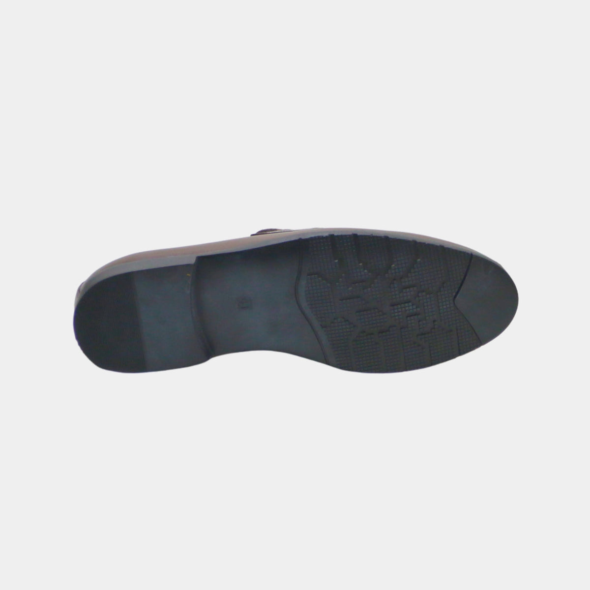 ARQS.PK classic leather horsebit loafer showing the durable black rubber outsole with a textured tread pattern