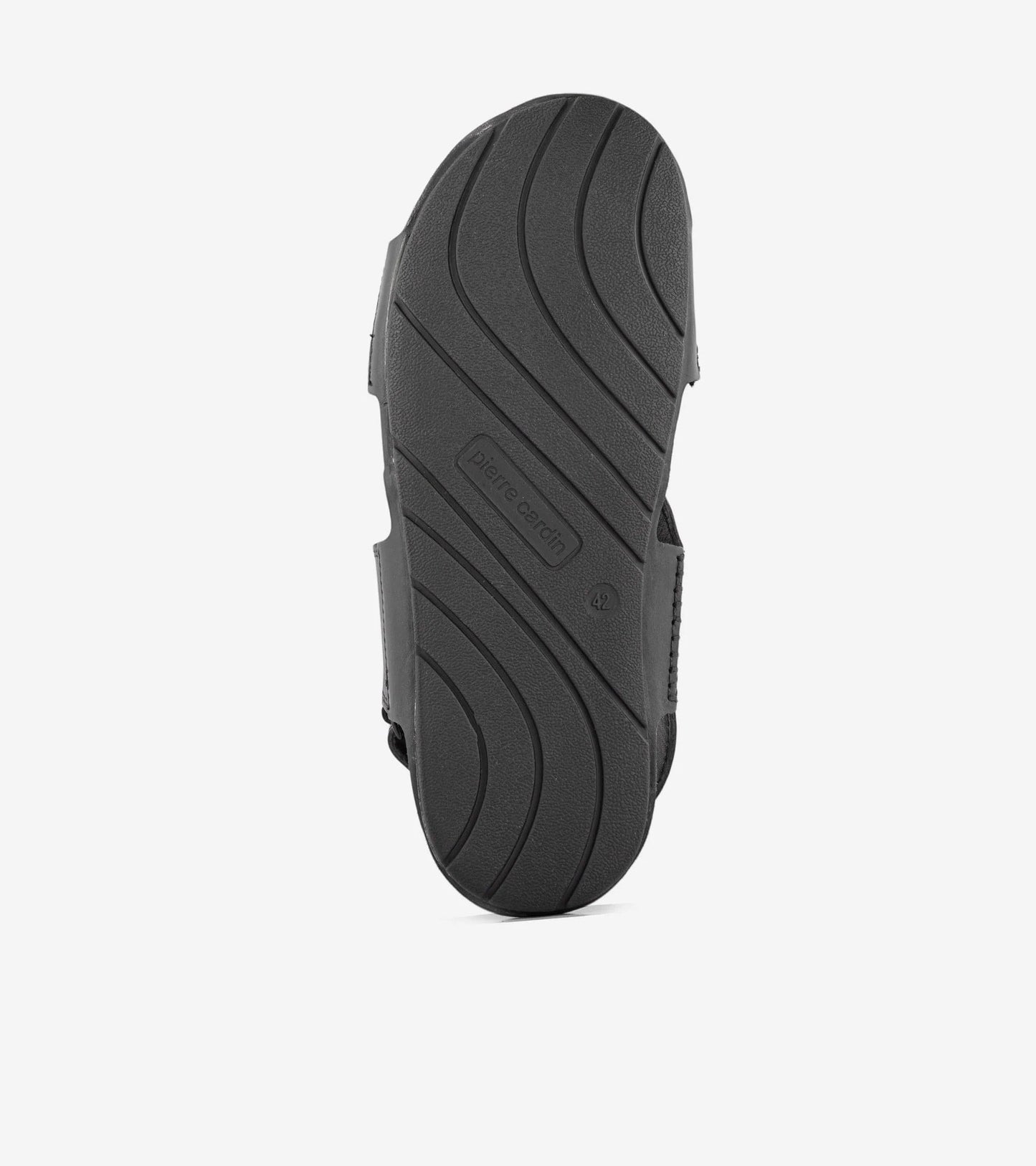 ARQS.PK Pierre Cardin black casual sandal sole with textured grip pattern and embossed logo