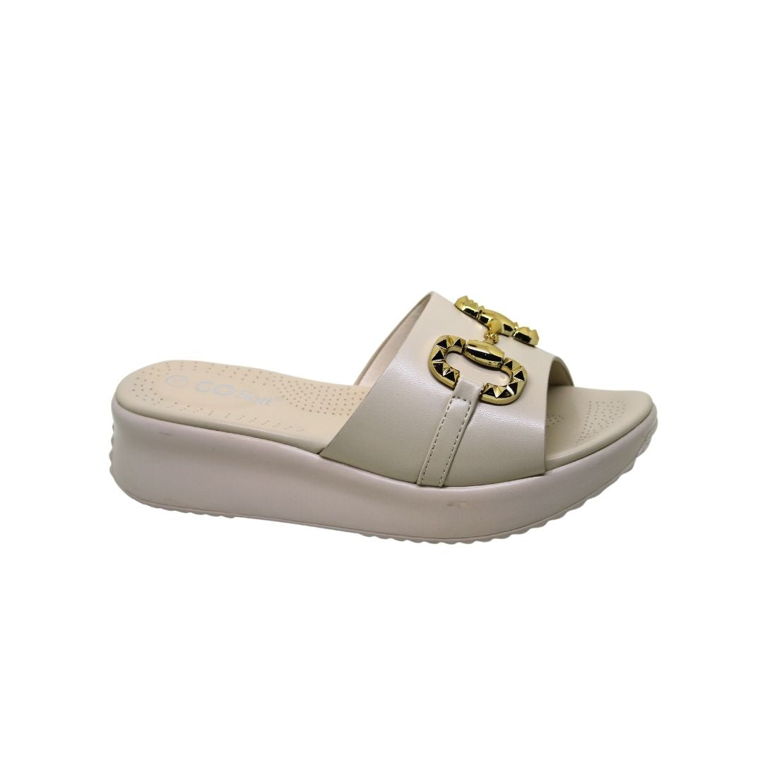 Metal Embellished Platform Slides