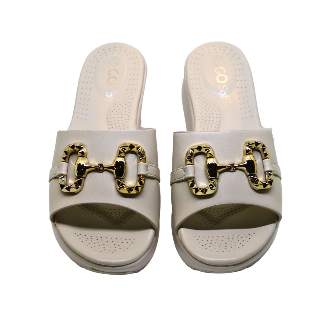 Metal Embellished Platform Slides