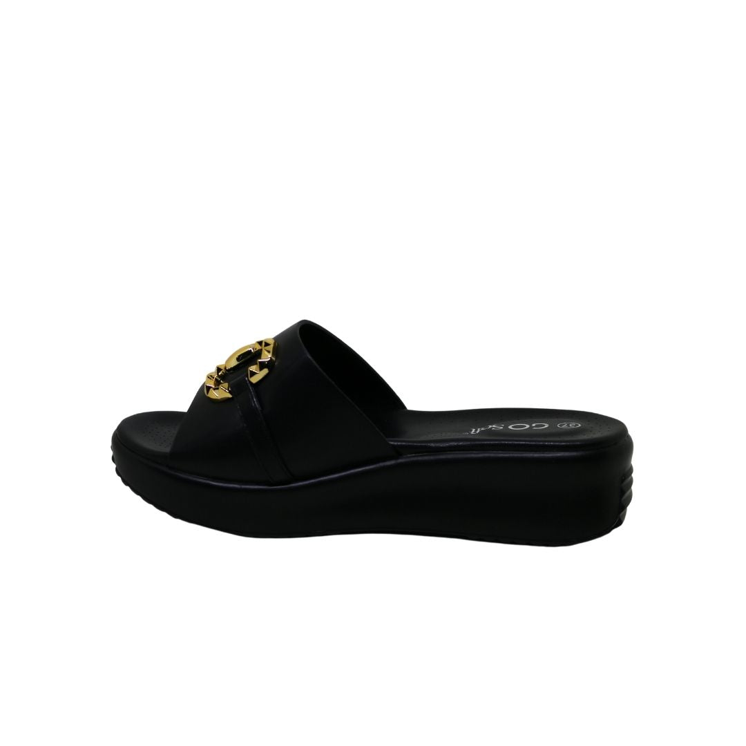Metal Embellished Platform Slides