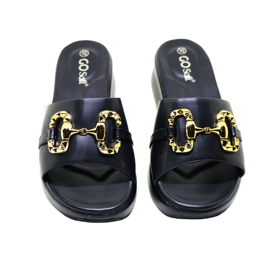 Metal Embellished Platform Slides